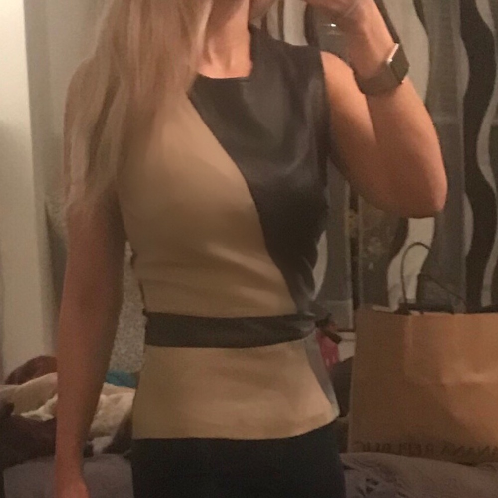 Bebe Leather Shirt (Black/cream)